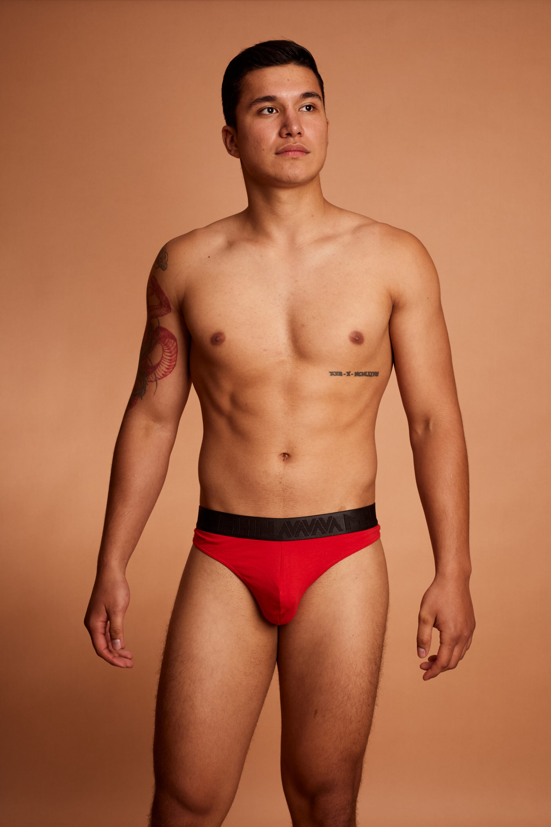 Tanga Algodón Rojo Fuego Elástico Negro