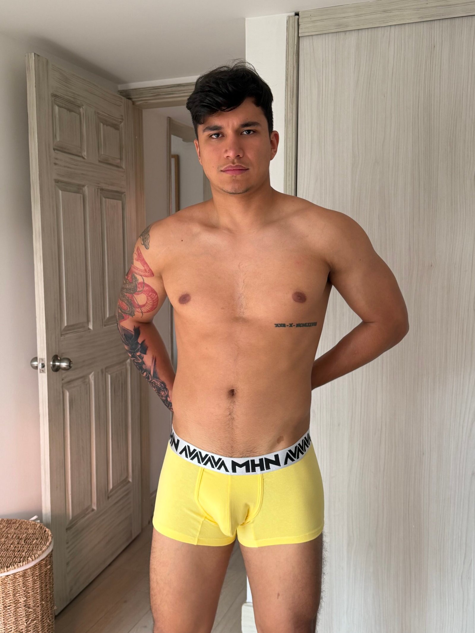 Boxer Trunk Amarillo Baby Elástico Blanco y Negro