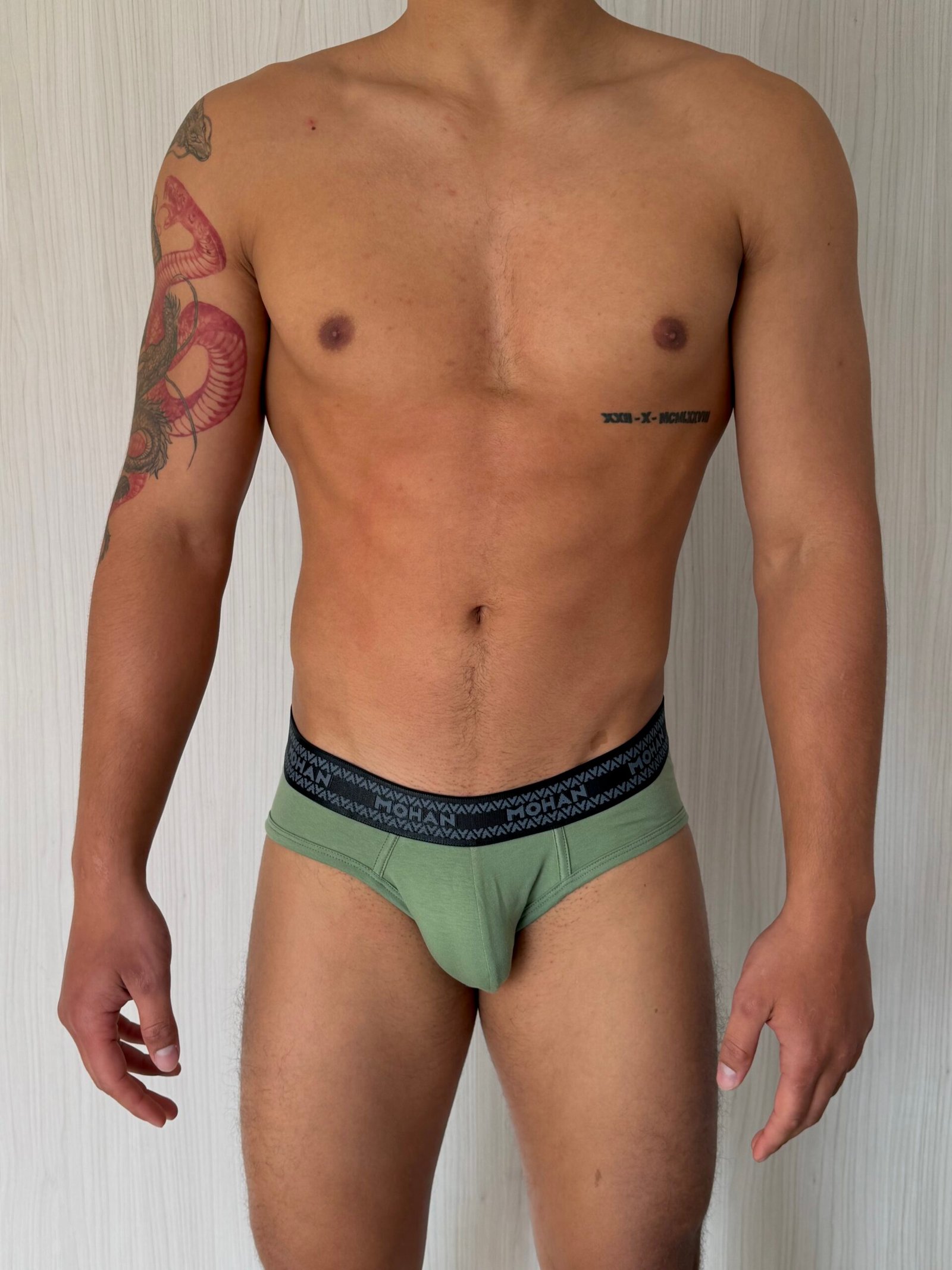 Brief Bikini Oliva Elástico Negro Gris Mohan